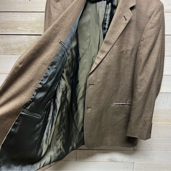 Turnbury est 1980 Wool Silk Blazer Mens 46L Brown Coat - Picture 3 of 14